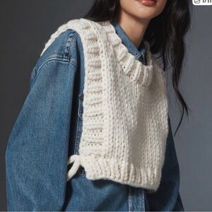 Anthropologie Chain Sweater Vest White/Cream One Size